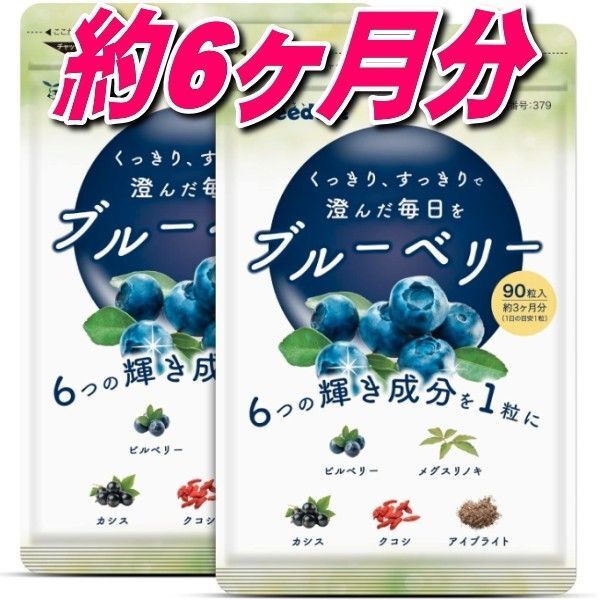 目に良い栄養素ブルーベリー約6か月分 約3か月分×2袋 サプリメント約シードコムス 推しクーポンでお得