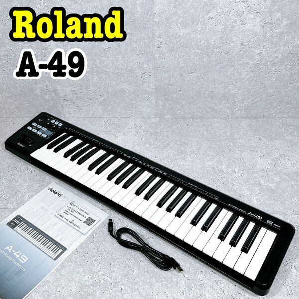 美品 Roland A-49 MIDIキーボードコントローラー ブラック 49鍵 ローランド