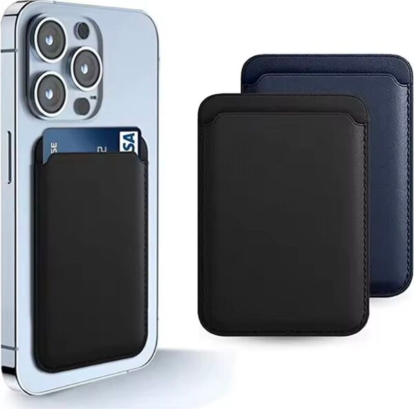 ブラック マグセーフ MagSafe ウォレット 磁気レザーカードクリップ カードケース 名刺入れ iPhone