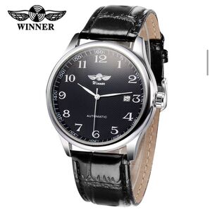 Winner 自動巻き時計 ブラック フォーマル オマージュウォッチ 腕時計 自動巻