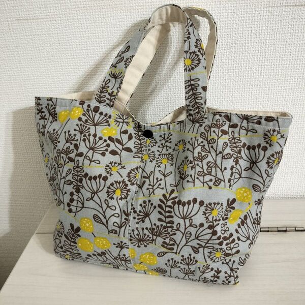 ハンドメイド 花柄布製 トートバッグ ランチバッグ