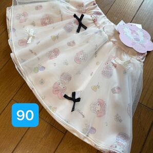 新品 マイメロディ スカート 90 ピンク スカパン チュール リボン