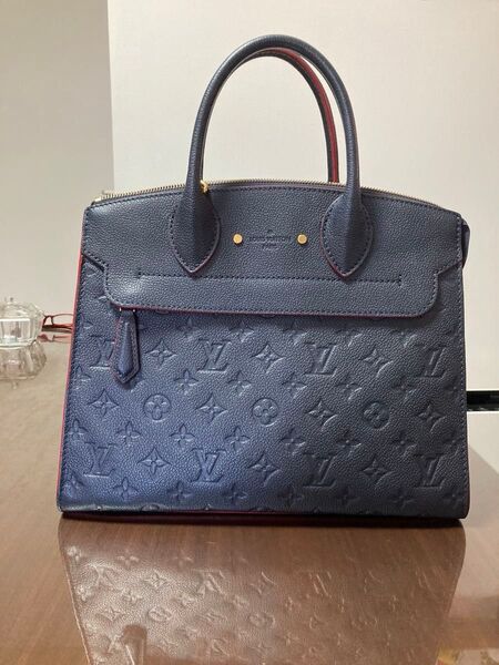 LOUIS VUITTON ルイヴィトン ポンヌフMMネイビー ハンドバッグ 価格¥375840 極美品