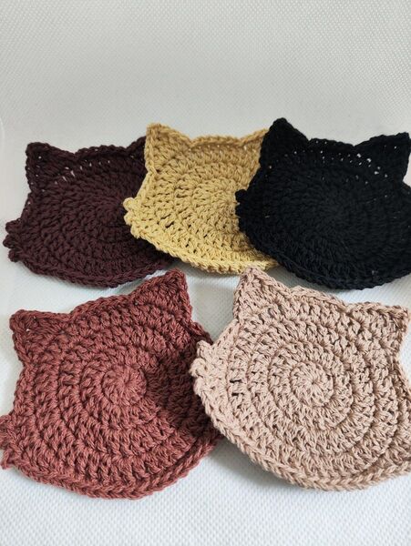 ハンドメイド 猫コースター 5枚