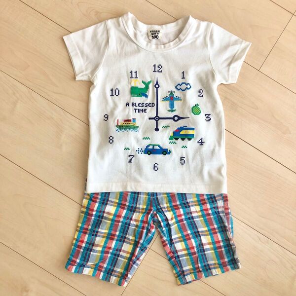 半袖 Tシャツ & チェックハーフパンツ 上下セット 100