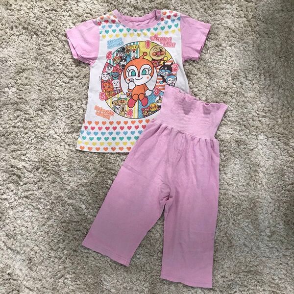 アンパンマン 腹巻き パジャマ 半袖パジャマ キッズ 上下セット 女児向け 女の子 ピンク 100cm