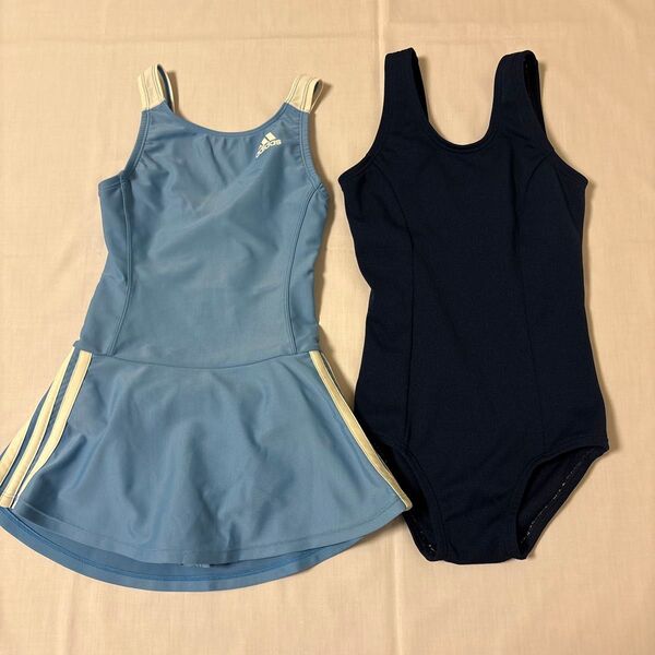 子供水着adidas水色130 紺色水着110 ネイビー 水着