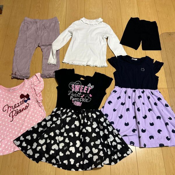 子供服 女の子 6点セット まとめ売り 130cm メゾピアノ anyFAM 組曲入り 半袖ワンピース Tシャツ