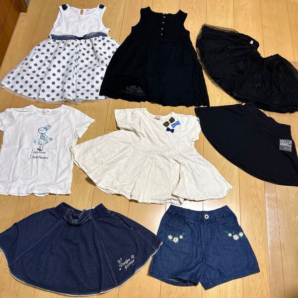 女の子 夏服 まとめ売り 7点セット 120cm kp メゾピアノ セラフ べべ ワンピース スカート 半袖Tシャツ+1点