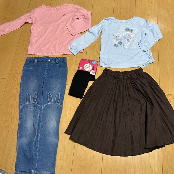 女の子 まとめ売り 5点セット 120cm トップス デニム スカート メゾピアノ any FAM 3カン4オン レギンス