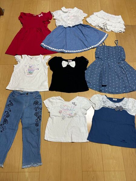 女の子 子供服 まとめ売り 9着 120cm トップス スカート ワンピース メゾピアノ any FAM ポンポネット Tシャツ