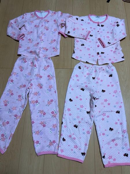 ミキハウス 女の子 パジャマ 上下 2セット まとめ売り ピンク 花柄 130cm 120cm メゾピアノ パーカー 3点セット