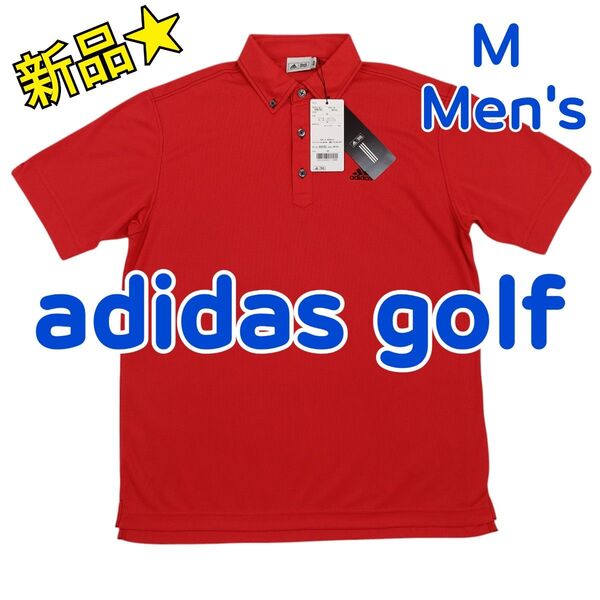 新品 未使用★ adidas アディダス テーラーメイド ゴルフ ポロシャツ 半袖 赤色 速乾ドライ ストレッチ メンズ Mサイズ