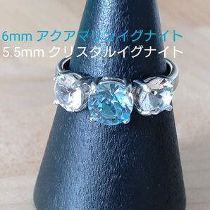 超大粒SWAROVSKI☆贅沢な3粒リング ロジウムカラー