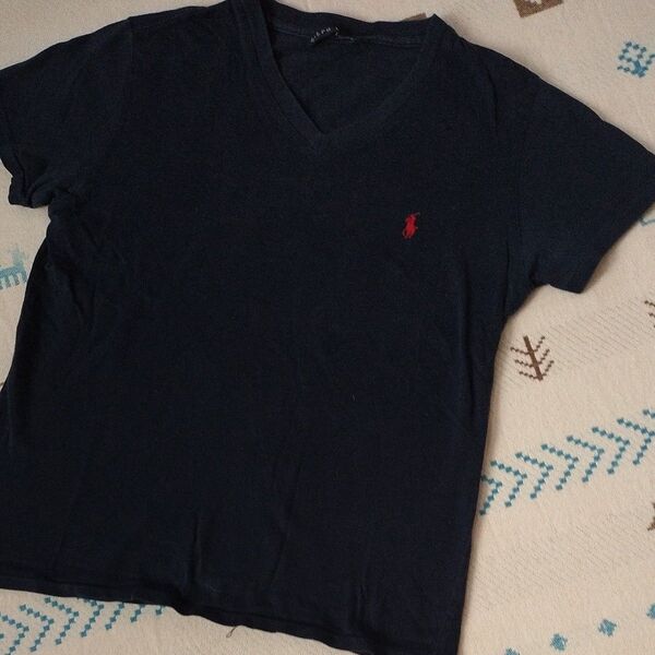 RALPH LAUREN VネックTシャツ ネイビー M インパクト21