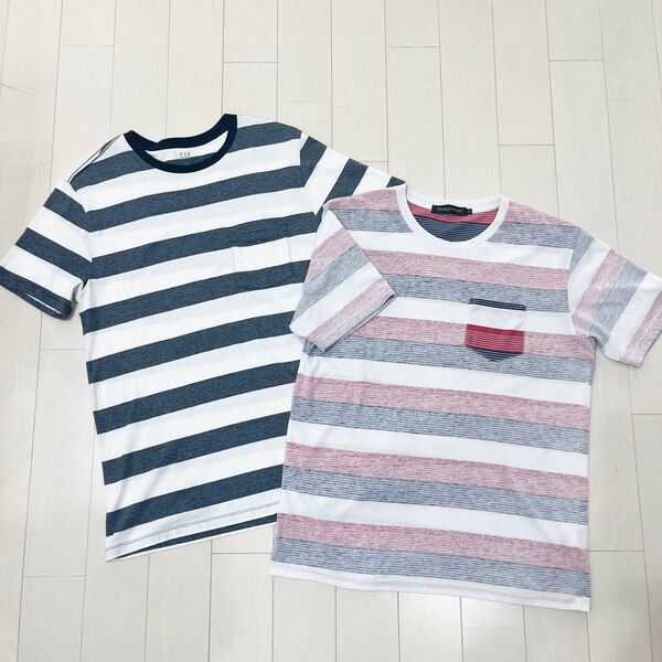 メンズ 半袖Tシャツ 2枚セット GAP M アベイルL ボーダー