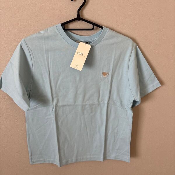 earth music&ecologyバックプリント レトロ喫茶 ブルー サックス Tシャツ