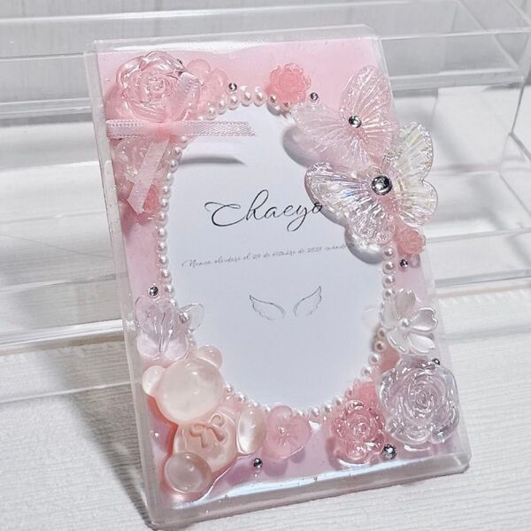 【24】トレカケース 硬質ケース ハンドメイド レジンデコ ピンク B8