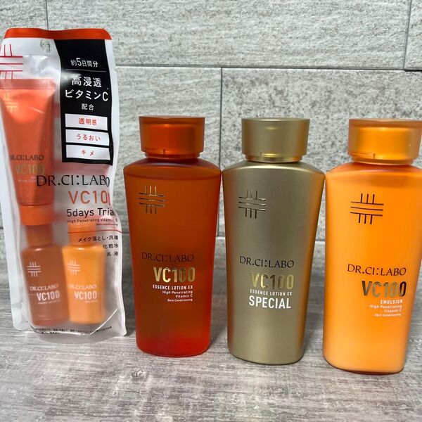ドクターシーラボ VC100 トライアルセット 化粧水 乳液 洗顔 お試し用3点セット+化粧水2個、乳液×1個