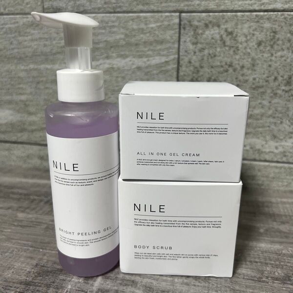 NILE ボディスクラブ 220g+オールインワンクリーム 100g+ブライトピーリングジェル 150g