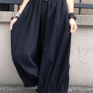 ワイド シルエット バルーン パンツ コクーン パンツ ブラック XL