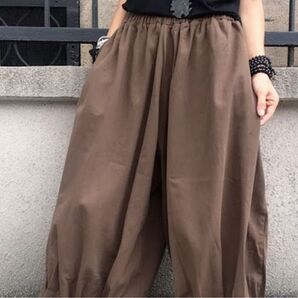 ワイド シルエット バルーン パンツ コクーン パンツ カーキ M