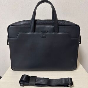 LANVIN COLLECTIONビジネスバッグ ネイビー レザー メンズ