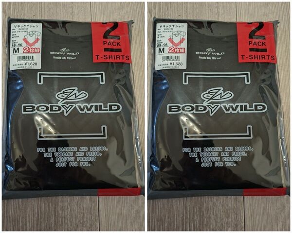 ボディワイルド黒Mサイズ4枚セット VネックTシャツ 綿100 グンゼ