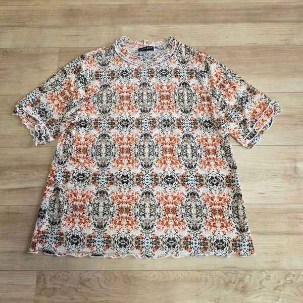 婦人服 花柄トップス カットソー 半袖 M~L