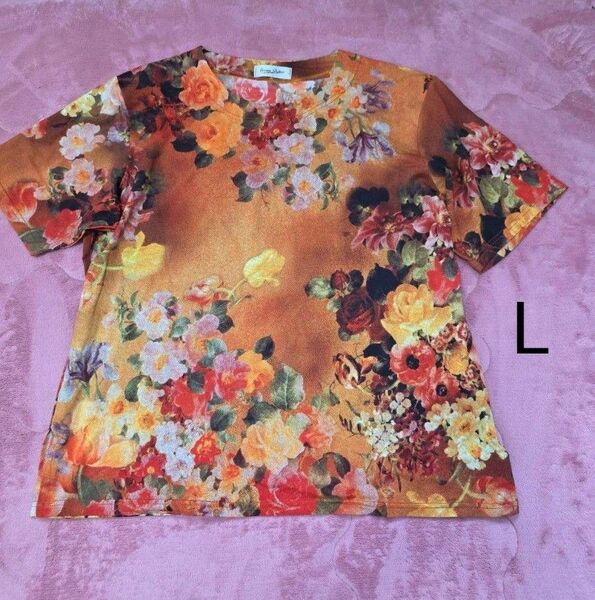 婦人服 ミセス 花柄トップス マルチカラー L