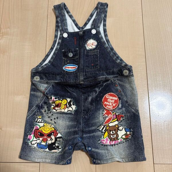 HYSTERIC MINI デニムオーバーオール ダメージ加工 キッズ