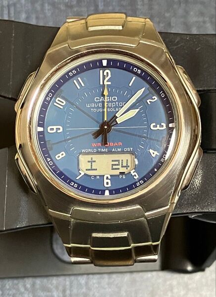 美品 CASIO カシオ ウェーブセプター WAVE CEPTOR WVA-430DJ-2AJF 電波タフソーラー時計 アナデジ