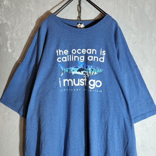 バンクーバー水族館 プリントロゴ 半袖 Tシャツ 企業ロゴ ビッグサイズ 3XL アメリカ古着 メキシコ製 USA 大きいサイズ