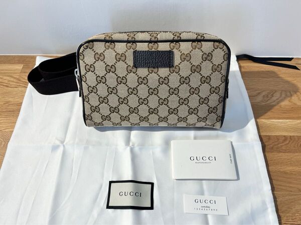 超美品 GUCCI グッチ GGスプリーム ベルトバッグ ボディバッグ ウエストポーチ メンズ レディース