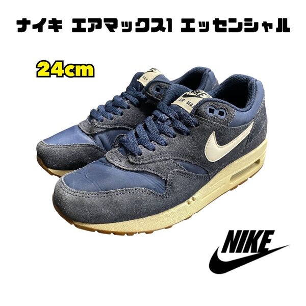 【NIKE】ナイキ エアマックス1エッセンシャル 24cm ネイビー 中古 NIKE AIR MAX