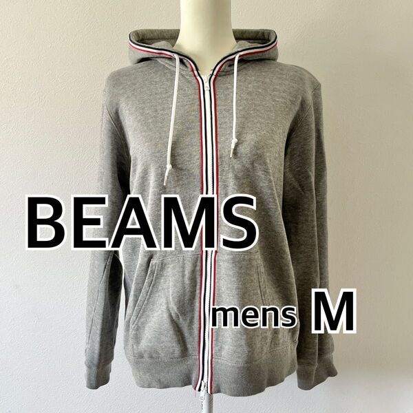 BEAMS メンズ ジップアップパーカー グレー Mサイズ