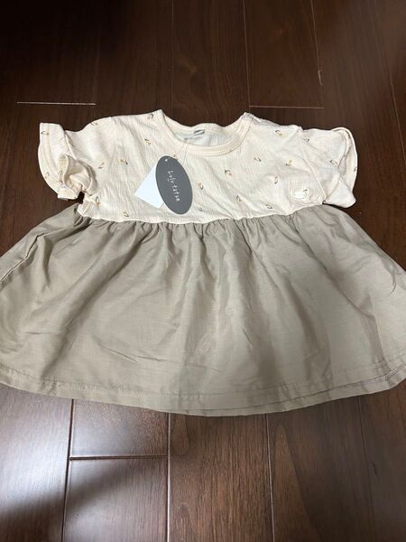 ベビー服 ワンピース チュニック ベージュ系 未使用 90cm 半袖