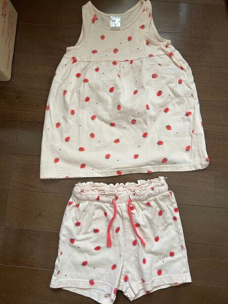 エイチアンドエム いちご柄 ワンピース ショートパンツ 74 80