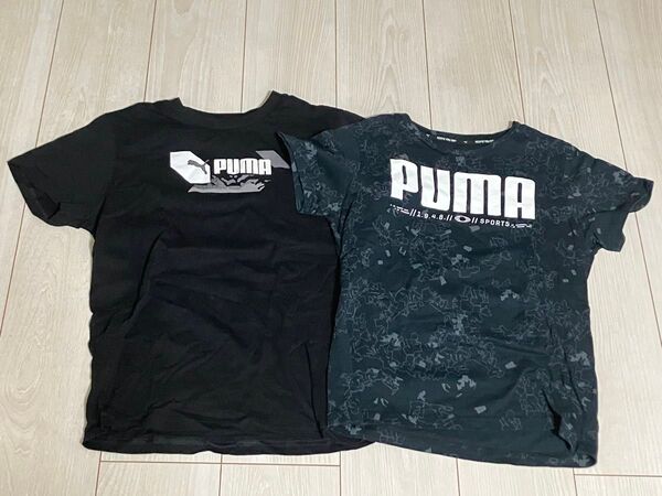 美品 PUMA プーマ ロゴ Tシャツ 2枚 セット 150 半袖 黒