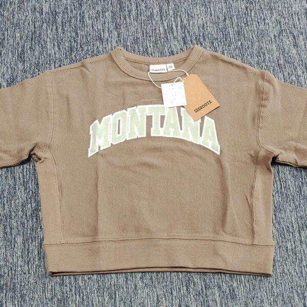 未使用品 しまむら SEEROOTS ワッフル地 半袖 Tシャツ 110cm