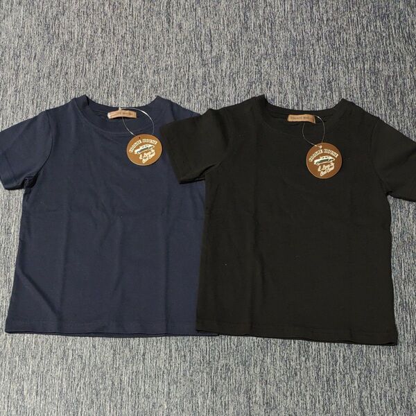 未使用品 しまむら COOKIE HOUSE 無地 半袖 Tシャツ 110cm 紺色 ネイビー 黒 ブラック