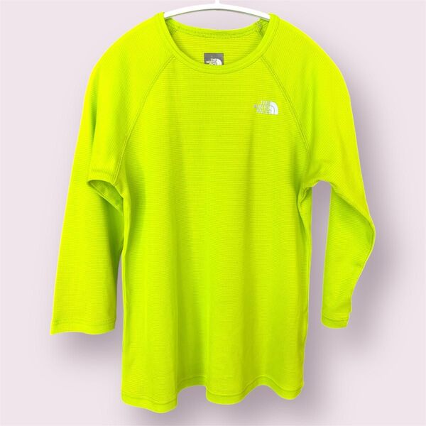 THE NORTH FACE ベースレイヤー 速乾 インナー 七分袖Tシャツ 蛍光イエロー