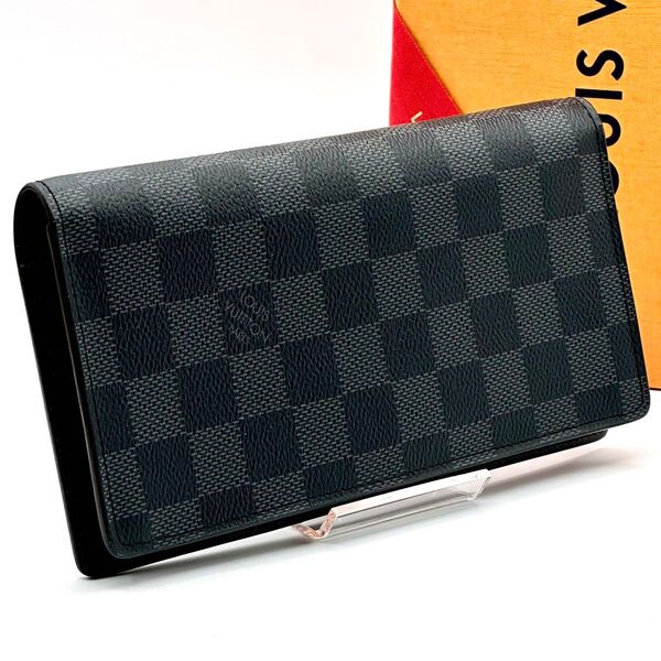 【極美品】ルイヴィトン ダミエグラフィット ポルトフォイユ ロン LOUIS VUITTON 長財布 二つ折り 札入れ メンズ 黒