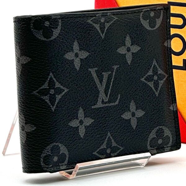 【極美品】ルイヴィトン モノグラム エクリプス ポルトフォイユ マルコ NM 二つ折り財布 LOUIS VUITTON メンズ 黒