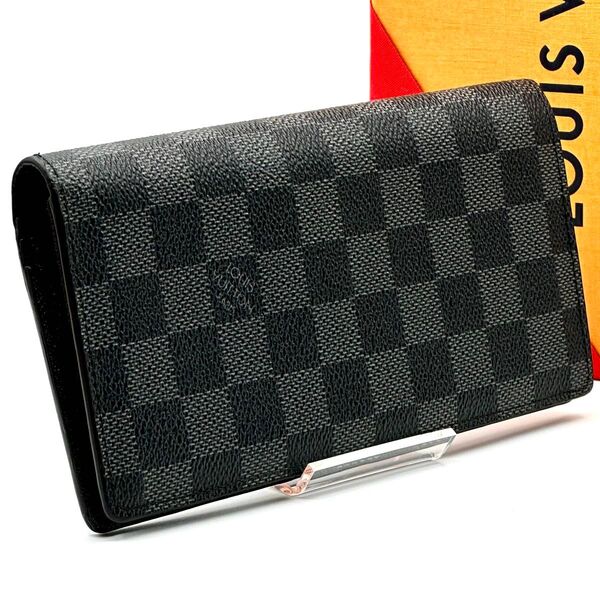 【極美品】ルイヴィトン ダミエグラフィット ポルトフォイユ ブラザ 長財布 LOUIS VUITTON ブラック系 二つ折り 黒