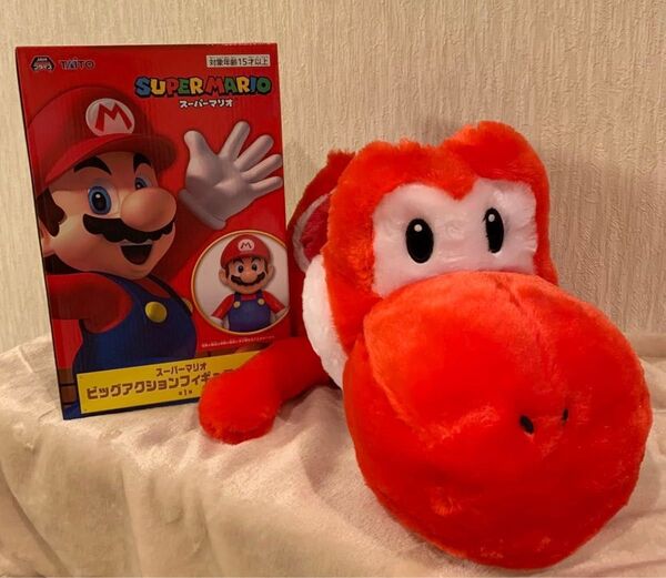 スーパーマリオ ビッグアクションフィギュアマリオ 特大サイズ クタッとぬいぐるみ ヨッシー レッド