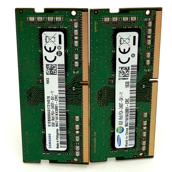 SAMSUNG 16GB(8GBx2枚組) PC4 2400T 1Rx8 SO-DIMM ノートPC用 ノート用メモリ