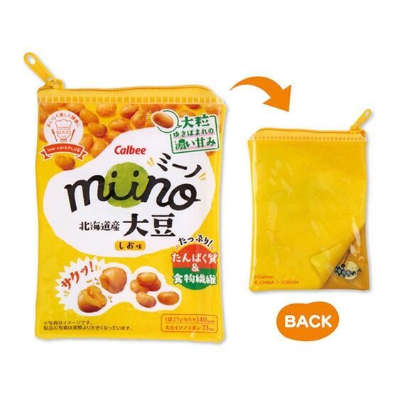 miino ミーノ グッズコレクション ポーチ 大豆しお味 ミーノくん カルビー ガチャ カプセルトイ 未開封