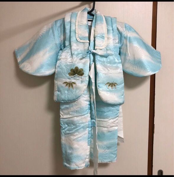 水色 富士山 鷹刺繍 着物&被布