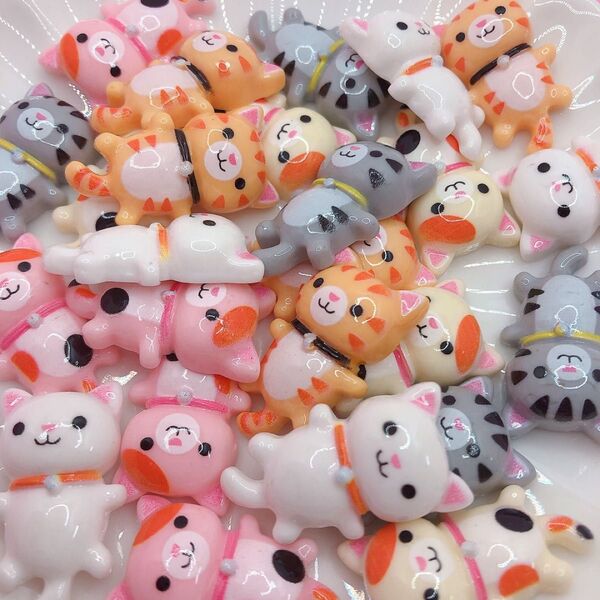 デコパーツ カボション ハンドメイド 材料 ねこちゃん 猫 動物 25個
